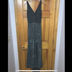 Silver/gray Beaded Gown or Prom Dress
